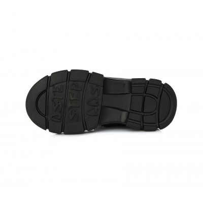 D.D. step dievčenské detské celokožené zimné čižmy W056-299M Black